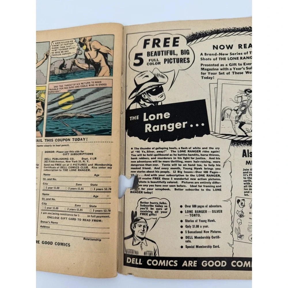 Dell Comics The Lone Ranger #36 1951 Golden Age Vintage Comic Lone Ranger 10¢